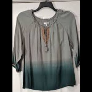 Sonoma Ombre Peasant Top, Green, Medium